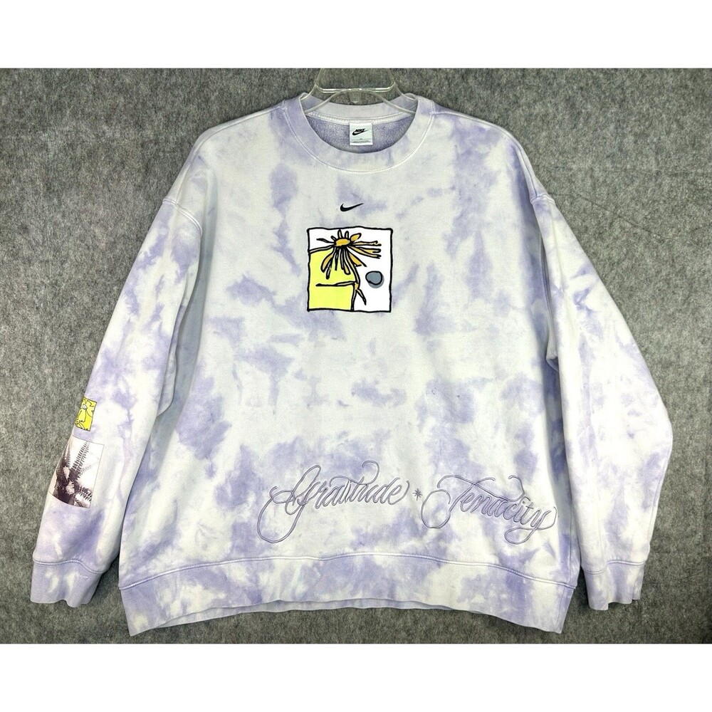 NIKE Sportswear NWRC Women Size 2X Oversized Sweatshirt Venice Purple Tie Dye